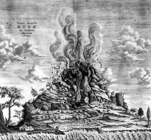 Der Ätna im Jahr 1637 - in „Die Unterwelt“ von Athanasi Kircheri von Athanasius Kircher