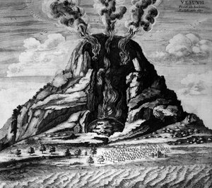 Vulkan Vesuv - in „Die Unterwelt“ von Athanasi Kircheri von Athanasius Kircher