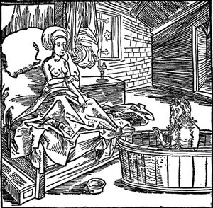 Die Frau und der badende Einsiedler von attributed to Albrecht Dürer