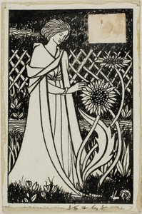 Dekorative Studie: Frau mit Sonnenblumen von Aubrey Beardsley