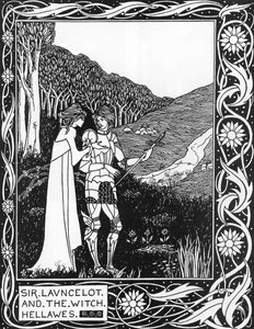 Sir Launcelot und die Hexe Hellawes (Lancelot und die Hexe Hellawes) Illustration von Aubrey Beardsley (1872-1898) aus Thomas Malorys Der Tod von Arthur