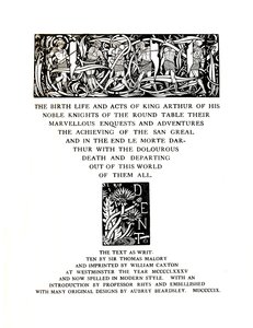Titelblatt entworfen von Aubrey Beardsley für Messrs. J. M. Dent and Sons Ltd, 1909, 1914