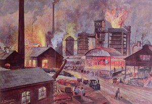 Fabrik mit Hochofen, aus einer Buchreihe über L