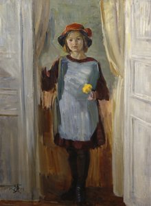 Mädchen in der Tür (Maria Eiebakke) 1918 von August Eiebakke