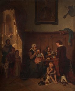 Bewirtung einer armen Familie von August Friedrich Siegert