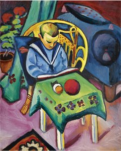 Junge mit Buch und Spielzeug, 1912
