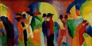Kolonnade mit Segelboot I von August Macke