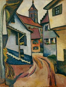 Straße mit Kirche in Kandern von August Macke