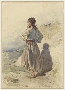 Ungarische Frau, stehend, Dreiviertel nach links, von hinten gesehen von August Xaver Carl von Pettenkofen