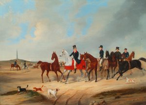 Reiterkavalkade mit Hunden von August von Rentzell