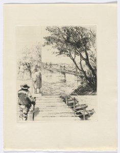 Frédéric Mistral: Mémoires et Recits von Frédéric Mistral: Figuren auf einem Pier (Einlage nach S.216) von Auguste Brouet
