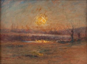 Sonnenuntergang am Teich auf dem Land