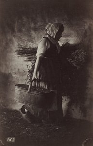 Bäuerin mit einem Korb und Heu, ca. 1870 von Auguste Giraudon