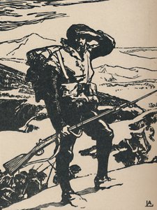 Chasseur Alpin, der die Rheinebene betrachtet, 1919 von Auguste Louis Lepère