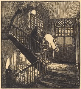 Treppe des Hauses, wo das Château Rouge war, veröffentlicht 1901 von Auguste Lepere
