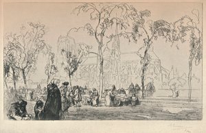 Notre Dame vom Quai Montebello aus gesehen von Auguste Louis Lepère