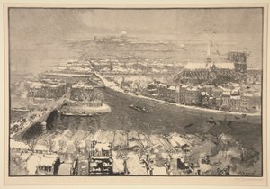 Paris unter Schnee, gesehen vom Gipfel von St. Gervais von Auguste Lepere
