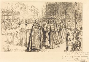 Rückkehr der Prozession zur Kathedrale von Nantes von Auguste Lepere