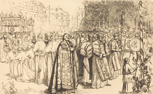 Rückkehr der Prozession zur Kathedrale von Nantes, 190 von Auguste Lepere
