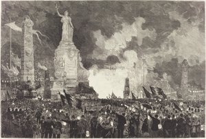 14. Juli. Beleuchtung des Place de la République