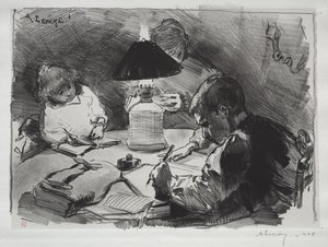 Rund um die Lampe von Auguste Louis Lepère