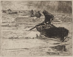 Fischer fliehen vor dem Sturm von Auguste Louis Lepère