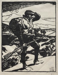 Chasseur Alpin, der die Rheinebene betrachtet von Auguste Louis Lepère