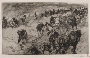 Kampf gegen den Schnee, Quai aux Fleurs von Auguste Louis Lepère