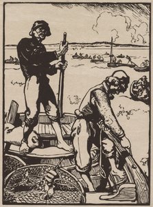Fischen nach Garnelen von Auguste Louis Lepère