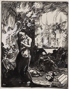 Der Brand von Löwen von Auguste Louis Lepère