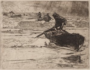 Fischer fliehen vor dem Sturm von Auguste Louis Lepère