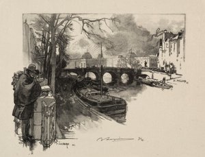 Kleiner Arm der Seine an der Pont Neuf von Auguste Louis Lepère