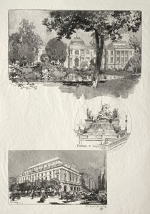 Rouen Illustré: La Musée; Fontaine St. Marie; Le Théâtre des Arts von Auguste Louis Lepère