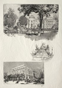 Rouen Illustré: La Musée, Fontaine St. Marie, Le Théâtre des Arts von Auguste Louis Lepère