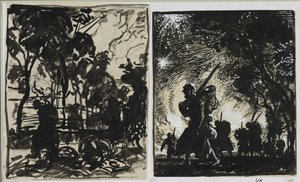 Nächtliche Szene, Patrouille am Waldrand, 1914 von Auguste Louis Lepère