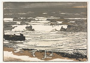 Die brechenden Wellen, Flut von September 1901 von Auguste Louis Lepère