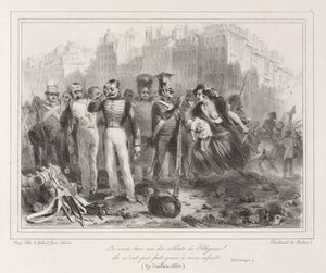Album von 1831: Ich will einen der Polignac-Soldaten töten. Sie haben mein Kind nicht verschont von Auguste Raffet