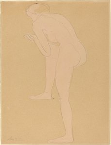 Figur, die sich nach vorne beugt mit erhobenem rechten Knie von Auguste Rodin