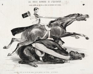 Die kleinen Freuden des Reitens: Junger Stallbursche, der nicht die Kraft hat, sein Pferd zu halten von Auguste Rodin