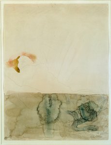 Akt mit einer Schlange (Aquarell und Bleistift).
