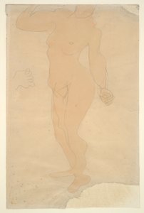 Stehender Akt (Kopf teilweise vom Papierrand abgeschnitten) von Auguste Rodin