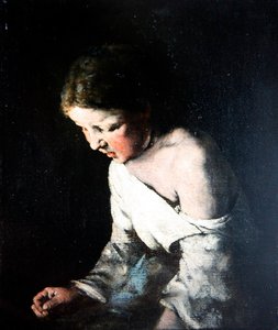 Junges Mädchen beim Nähen, ca. 1865 von Auguste Theodule Ribot