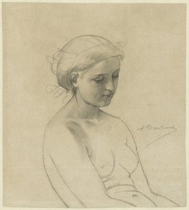 Sitzender weiblicher Akt, dreiviertel nach rechts, halber Körper von Auguste Toulmouche