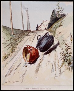 Der Tontopf und der Eisentopf - in „Die Fabeln von La Fontaine“, ill. von Auguste Vimar (1851-1916), Tours, bei A, Mame & Fils von Auguste Vimar