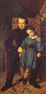 Victor Hugo (1802-85) und sein Sohn Francois-Victor, 1836 von Auguste de Chatillon