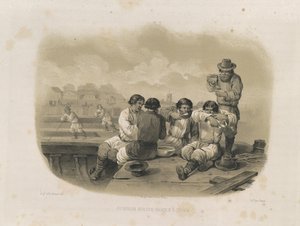 Bauarbeiter auf einem Boot aus: Der Bau der Isaakskathedrale, 1845