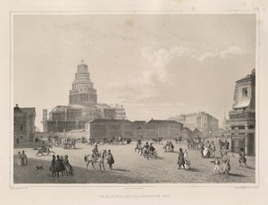 Bauarbeiten im Jahr 1838 aus: Der Bau der Isaakskathedrale, 1845 von Auguste de Montferrand
