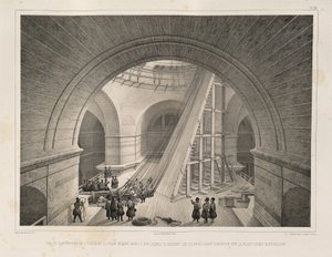 Innenansicht der Kathedrale und einer Rampe aus: Der Bau der Sankt Isaaks Kathedrale, 1845 von Auguste de Montferrand