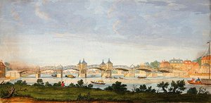 Perspektivische Ansicht der Hampton Court Bridge über die Themse, graviert von Charles Grignion (1717-1810) ca. 1754 von Augustin (after) Heckel
