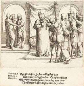 Christus wird verspottet, und Kaiphas zerreißt seine Kleider von Augustin Hirschvogel